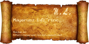 Mayerusz Lőrinc névjegykártya